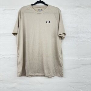 Under Armour‎ Mens Tan Tee Heathear Loose Fit Polyester Performance Sports